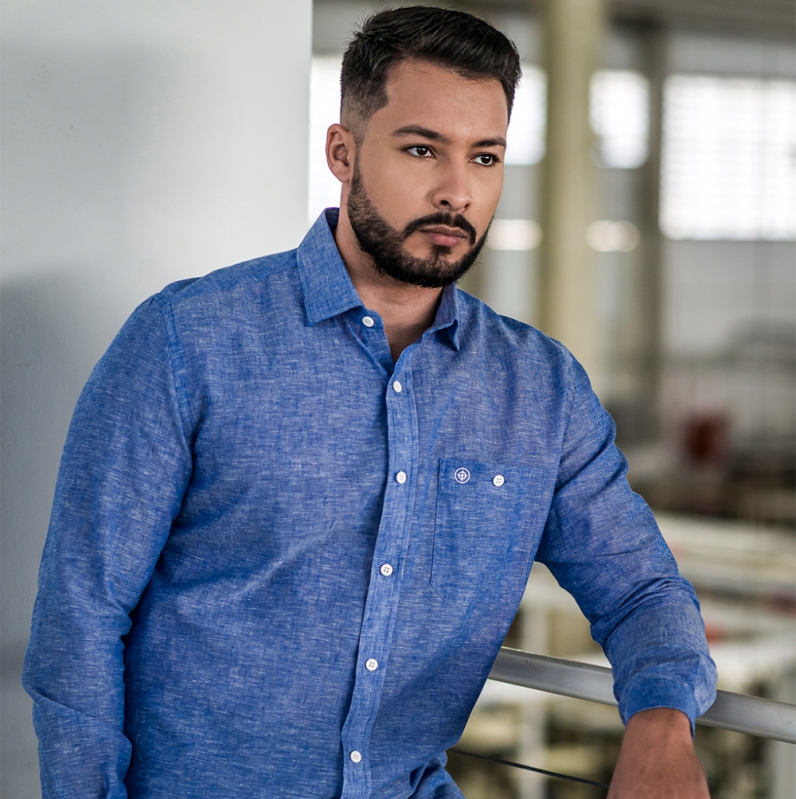 Fabricante de Camisas Azul Social Private Label Guaratinguetá - Fabricante de Camisa Social Masculina Azul Claro