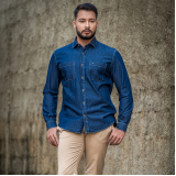 camisa jeans slim masculina valor Araçoiabinha