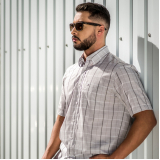 camisa masculina social manga curta à venda ESTRELA