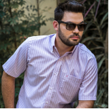 camisa masculina social manga curta Canela - RS