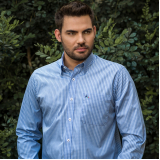 camisa social azul masculina Viana